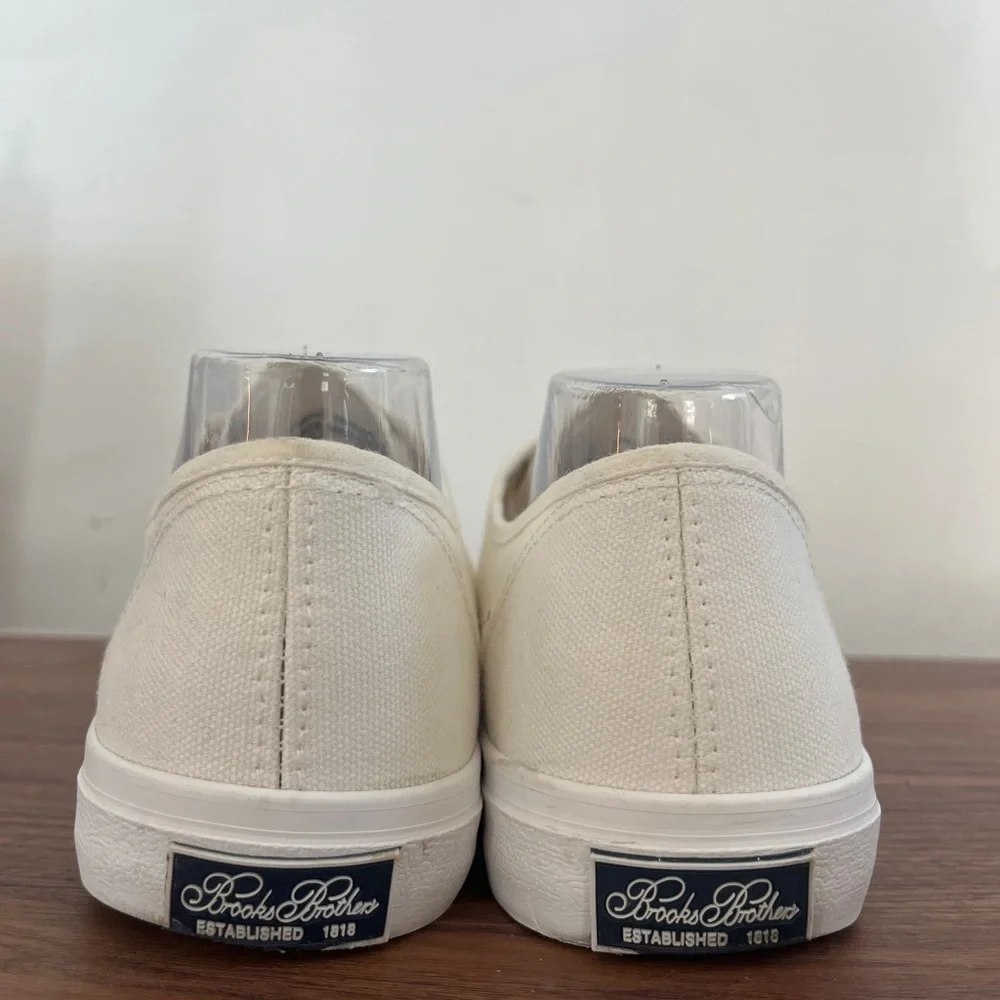 Brooks Brothers Women’s White Canvas Casual Sneakers Hamptons Coastal Sz 10.5